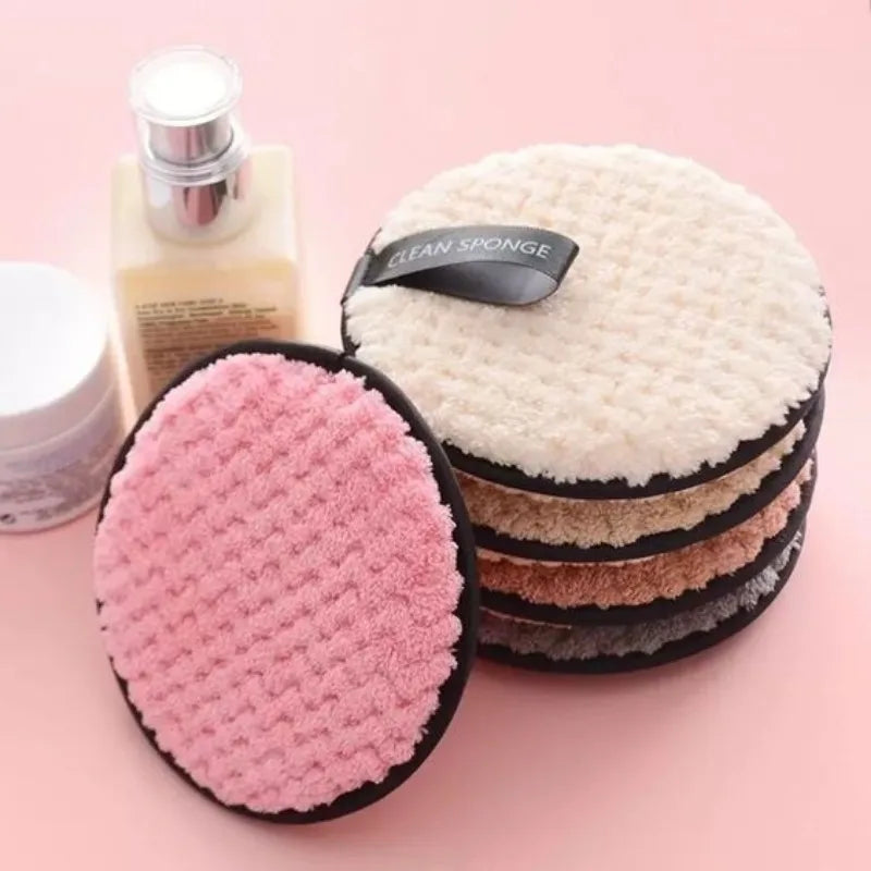 5Pcs Reusable Makeup Remover Cotton Wipes Microfiber Sponge Cleaning Tool Washable Sponge Pad Makeup Remover Pads Facial Clean
