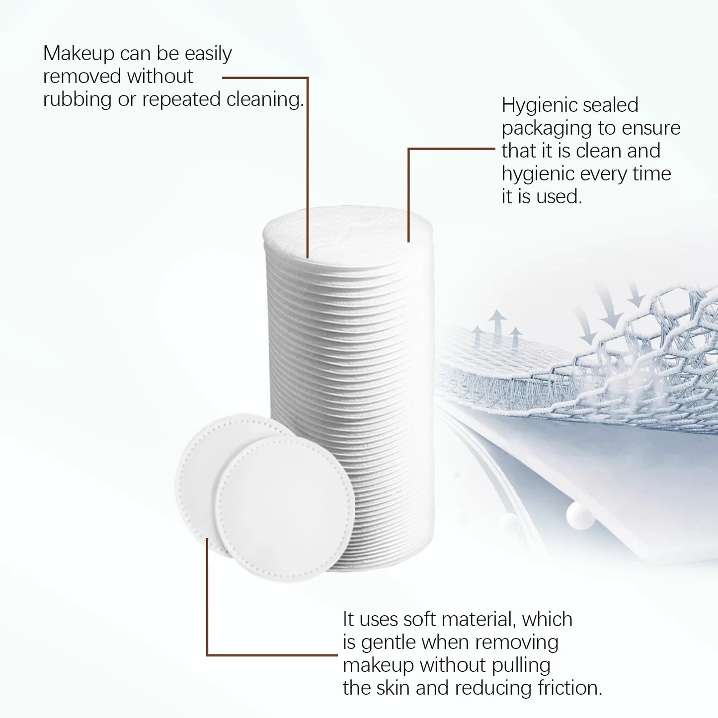 100-300Pcs Face Makeup Remover Pad Disposable Cosmetic Wipes Soft Round Cotton Pads Daily Facial Cleaning Makeup Remover Tool