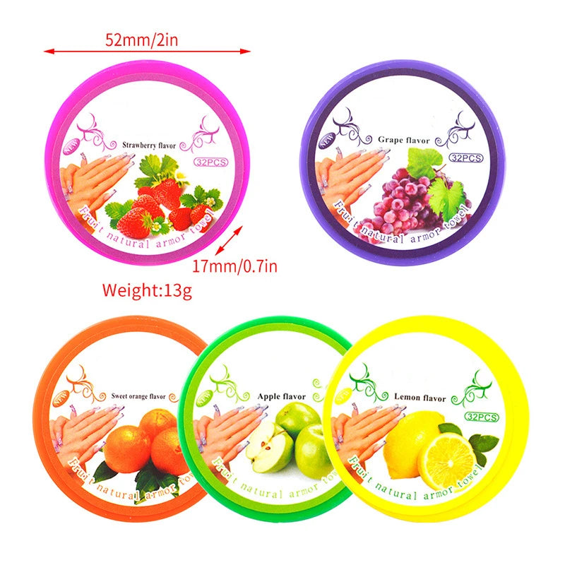 32Pads/box UV Gel Nail Polish Remover Wipes Manicure Fruit Scented Towel Lint-Free Wet Wipes Nail Art Clean Cotton Paper